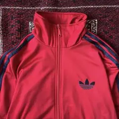 【希少】アディダス/トラックジャケット/ファイヤーバード/刺繍ロゴ/濃赤/紺