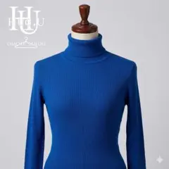 HUG.U ハグユー コットンリブタートルネックニット フリーサイズ ブルー 綿