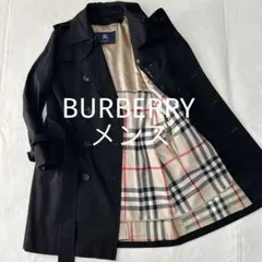 美品 バーバリーロンドン ノバチェック ウールライナー ダブルトレンチコートM黒