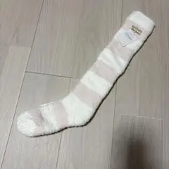 【新品未使用】ジェラートピケ　ピンク×ホワイト ロングルームソックス