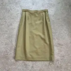 レトロ 膝丈タイトスカート カーキ モダン オフィスカジュアル シンプルコーデ