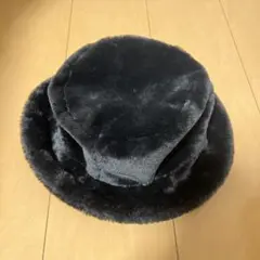バケットハット　黒　モコモコ素材