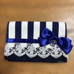 移動ポケット　ポシェット ストライプ　ポーチ ネイビー　女の子