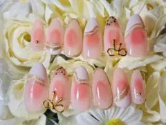 ネイルチップセット グラデーションピンク 12個