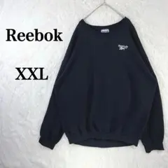 【リーボック】ブラック スウェット XXL 大きめ 刺繍ロゴ スウェット
