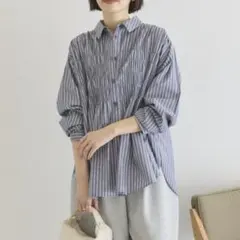 AMERICAN HOLIC ストライプ柄 シャーリング長袖シャツのサムネイル