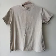 【GU】モックネック 半袖Tシャツ ベージュ系 シンプル レディース S