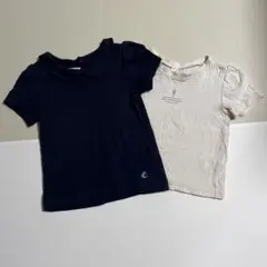 プチバトー襟付き半袖トップス アプレレクールフラワーモチーフTシャツ