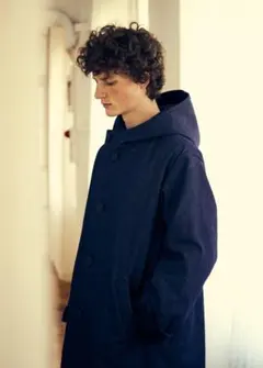 希少 美品 サイズ3 16aw フーデッド コート コモリ 紺 COMOLI (コモリ) コットン フーデッドコート