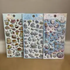 新品 シール 3枚 まとめ めちゃキラ ぷくぷくシール シマエナガ 猫