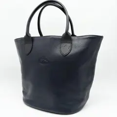 【美品】ロンシャン オールレザー トートバッグ 紺 シボ革 大容量のサムネイル