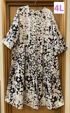 パパリート 長袖ロングワンピース 4L 大きいサイズ
