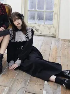 夢展望　ヨークレースアッププリーツベルトワンピース ロング丈