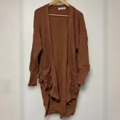 ALEXIA STAMフリンジニットカーディガン