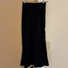 黒 レースアップ フレアロングスカート