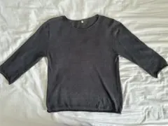 春夏　無印良品　無印　麻　リネン 七分袖　トップス　Tシャツ　カットソー　グレー