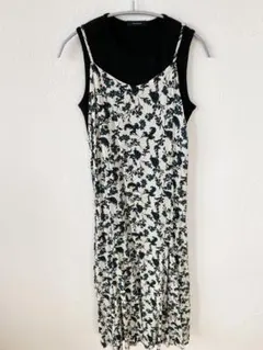 ワンピース JEANASIS 花柄ワンピース セットアップ 黒色 ノースリーブ