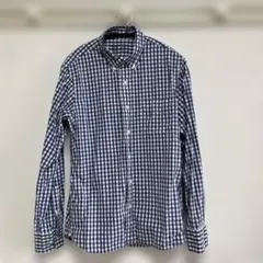 【無印良品】長袖ギンガムチェックシャツ（ネイビー×ホワイト）