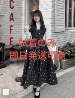 GRL花柄ジャガードフレアワンピース［gn389］ブラック