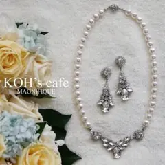 クリスタルパールとスワロフスキーの花嫁すぎるブライダルアクセサリーセット