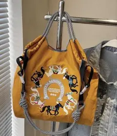 2WAY ショルダーベルトつき　刺繍　エコバッグ　トートバッグ　通学　通勤