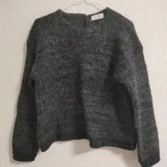 Rogica 毛　セーター　L　ブラック　グレーのサムネイル