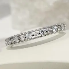 モアサナイト ハーフ エタニティ リング ミル打ち 11号 華奢 - メルカリ