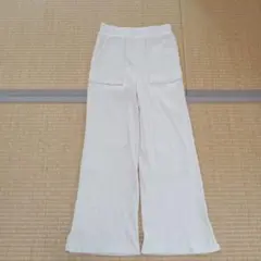 GU　リブ ワイドパンツ アイボリー イージーパンツ　М
