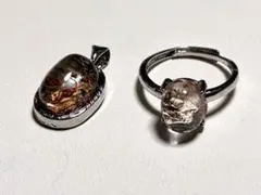 ガーデンクォーツ リング ペンダントトップ セット 天然石 フリーサイズ