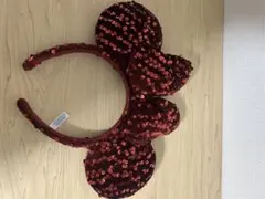 赤いスパンコール ミッキー耳カチューシャ