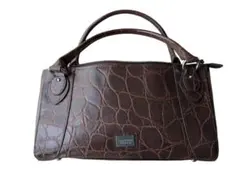LANVIN　ダークブラウン クロコダイル型押し ハンドバッグ