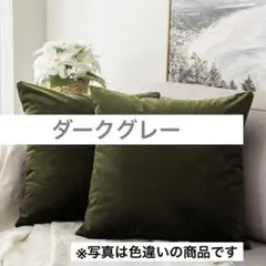 ベルベット スクエア クッションカバー モダン ダークグレー 50×50