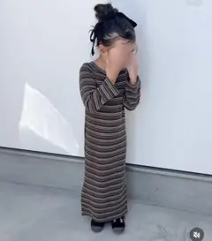 しまむら　kae マルチボーダーワンピース　ワンピース　100