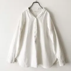 美品 ソウルベリー くたっとオープンカラーなシャツ コットンリネン オフホワイト