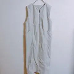 ノースリーブロングワンピース グレー ジッパー付き 海外古着 レディース