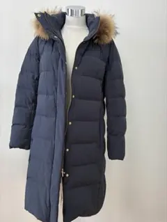 新品★ネイビー ロングダウンコート☆フード付き ダウンコート★紺色 ロングコート