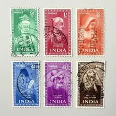 外国切手6枚（インド：聖人、詩人）