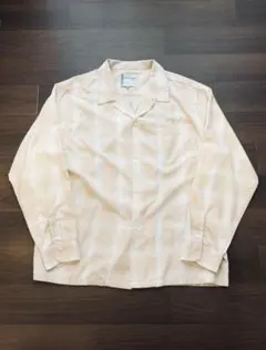 Towncraft 60s復刻 オンブレチェック オープンカラーシャツ ベージュ