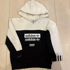 adidas フード付きパーカー ホワイト/ブラック　120cm