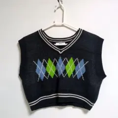WEGO アーガイル ニットベスト F