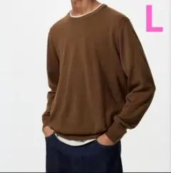 ユニクロ　メリノクルーネックセーター　L ブラウン　ニット