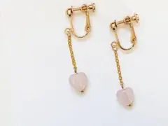 ローズクォーツ ハートイヤリング