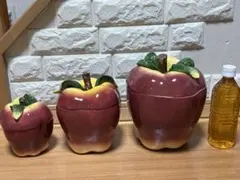 りんご アップル型 キャニスター 大小セット ヴィンテージ 小物入れ レトロ りんご アップル型 キャニスター 大小セット ヴィンテージ 小物入れ