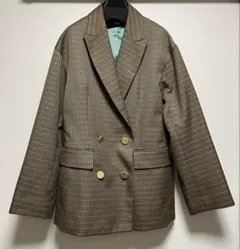 テーラードジャケット チェック ブラウン