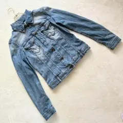 ベネトンジーンズ デニムジャケット ストレッチ ダメージ加工 Gジャン M