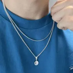 ★喜平チェーンネックレスとコインネックレスのセット シルバー RN1107