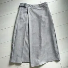グレー ベルト付き ラップスカート S