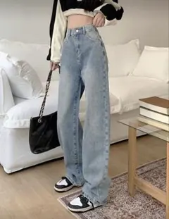 未使用‼️ライトブルー ストレートデニム ハイウエスト