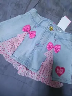 新品未使用♡アースマジック♡ドットフリルチュールデニムスカパン1 
