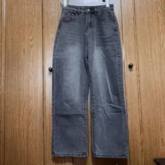 ハイウエストストレートデニム　ダークグレー